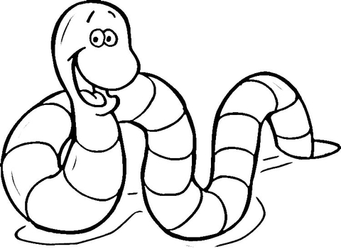 Cartoon Earthworm  Coloring Page